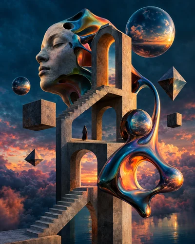3D Surrealism graphic design movement