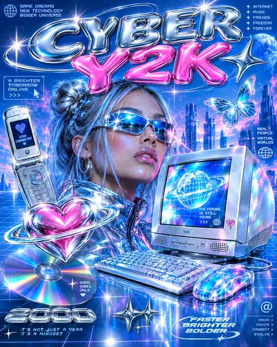 Cyber Y2K graphic design movement