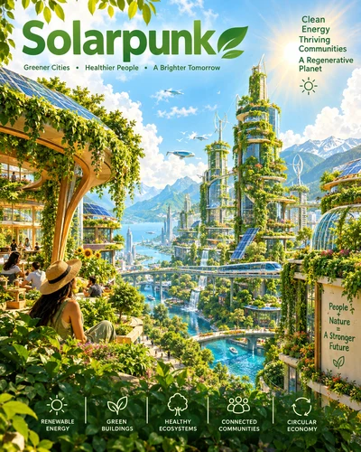 Solarpunk graphic design movement